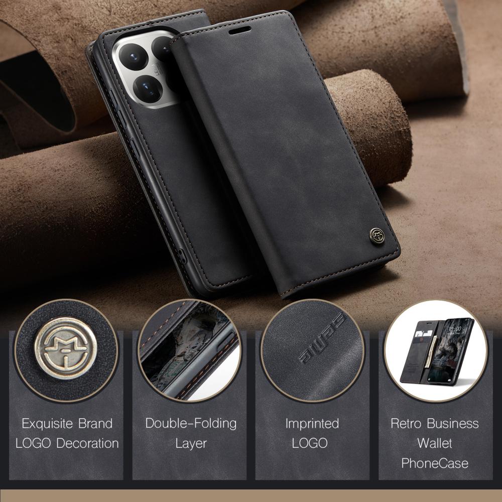 CASEME CASEME Xiaomi 15T Fodral Flip Retro Läder Svart