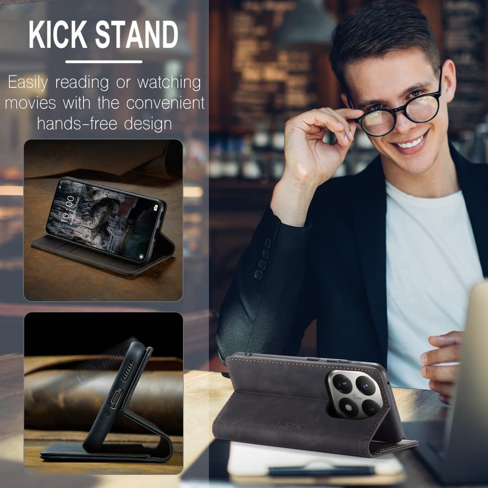 CASEME CASEME Xiaomi 15T Fodral Flip Retro Läder Svart