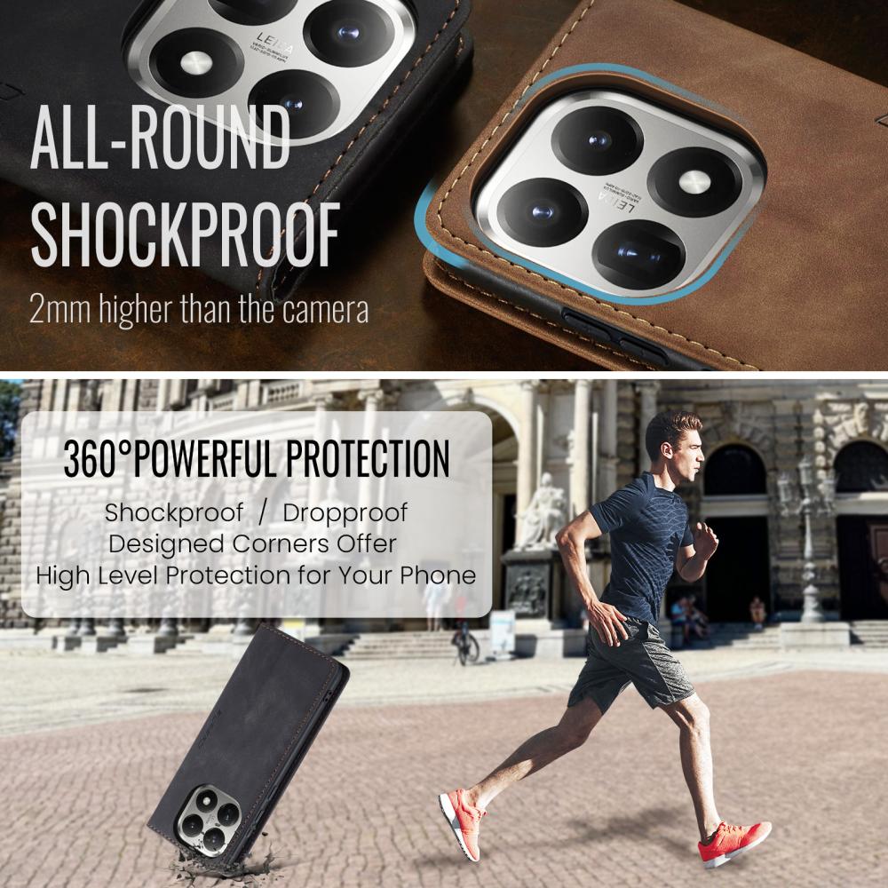 CASEME CASEME Xiaomi 15T Fodral Flip Retro Läder Svart