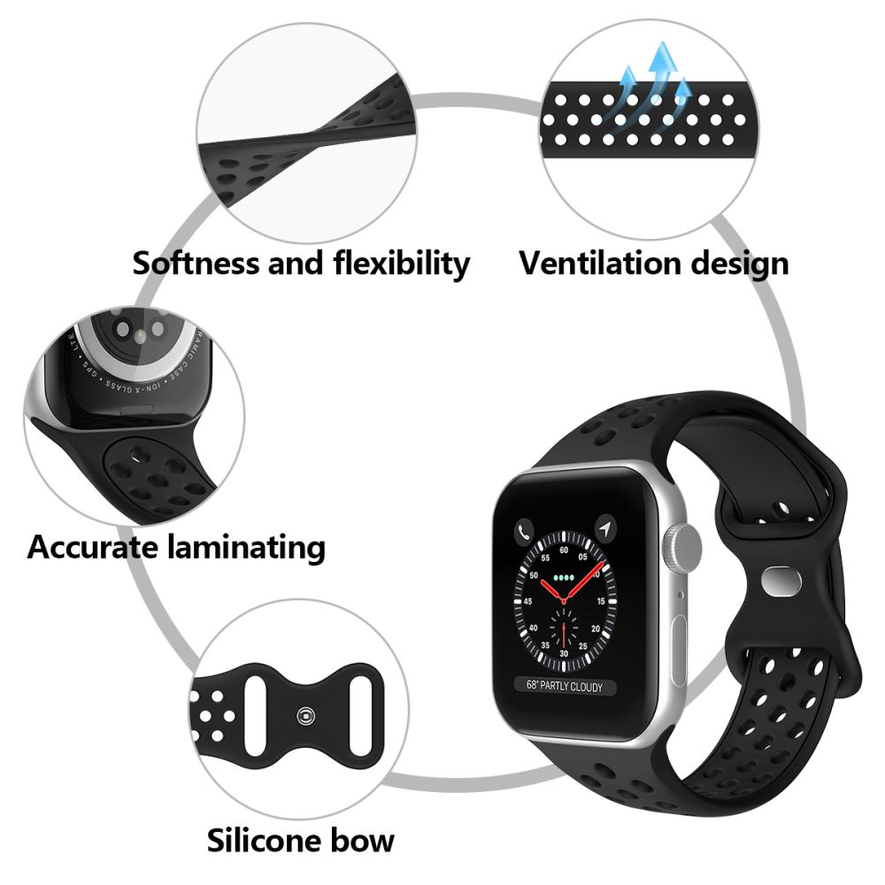 ColorPop Sportarmband Dual-Color Apple Watch 42/41/40/38 mm (M/L) Svart