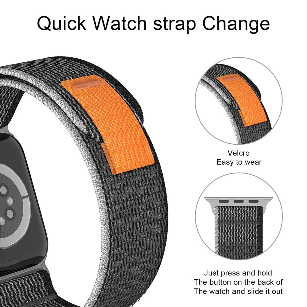 ColorPop Apple Watch 38/40/41/42 mm Armband Nylon Trail Loop Svart/Grå