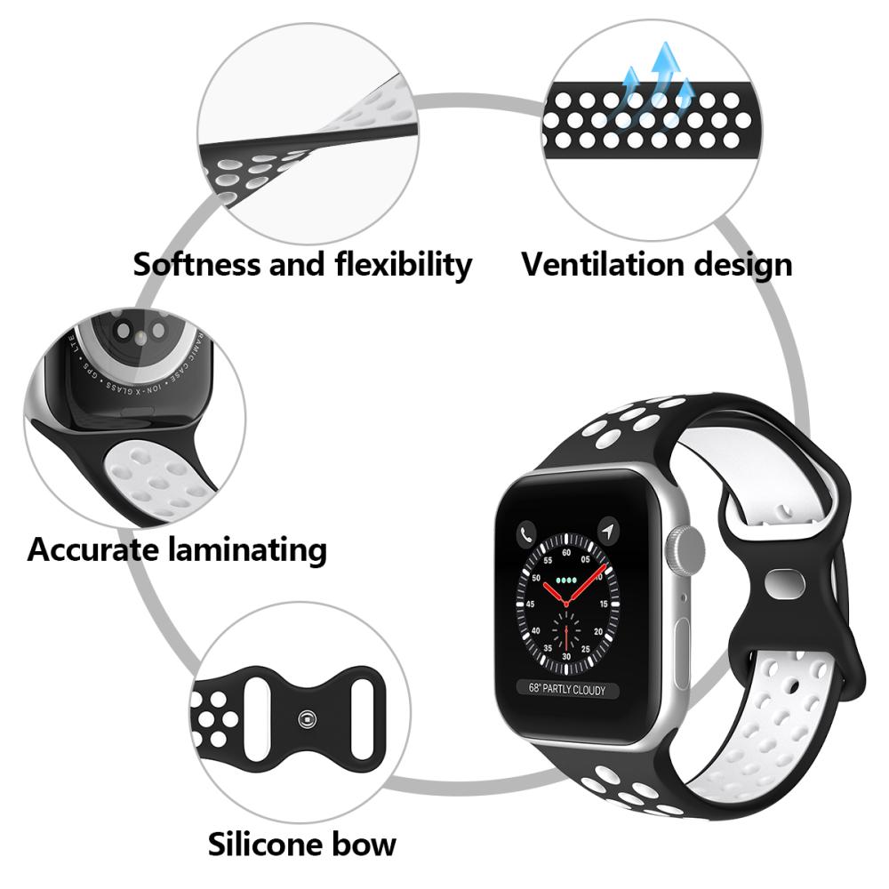 ColorPop Sportarmband Dual-Color Apple Watch 42/41/40/38 mm (M/L) Svart/Vit