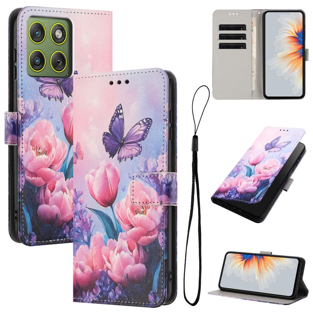 Motorola Edge 70 Fodral Med Tryck Rosa Blommor