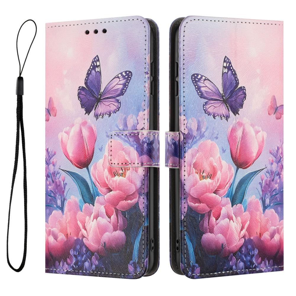  Motorola Edge 70 Fodral Med Tryck Rosa Blommor