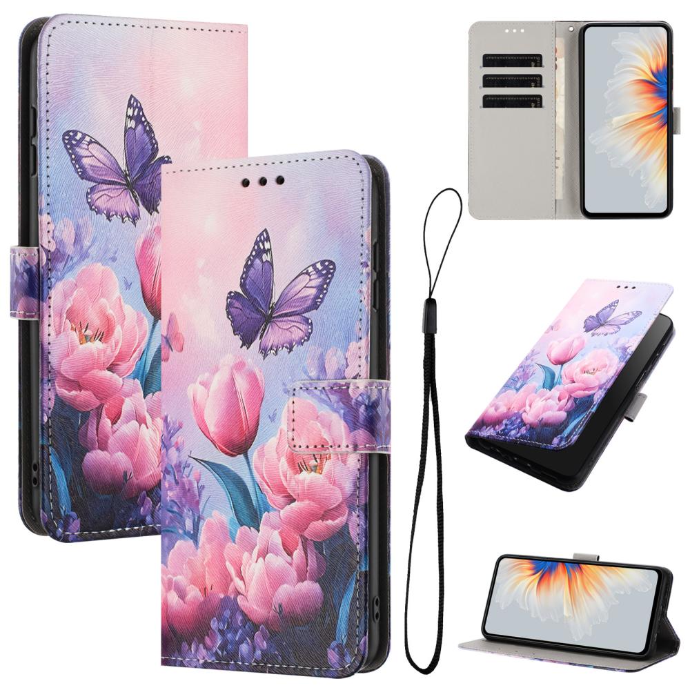  Motorola Edge 70 Fodral Med Tryck Rosa Blommor