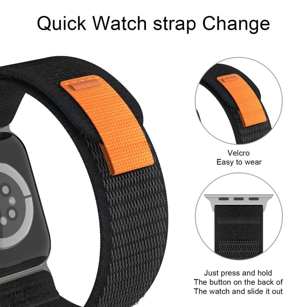 ColorPop Apple Watch 42/44/45/46/49 mm Armband Nylon Trail Loop Svart