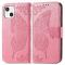  iPhone 13 Mini - Butterfly Tryckt Läder Fodral - Rosa