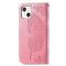  iPhone 13 Mini - Butterfly Tryckt Läder Fodral - Rosa