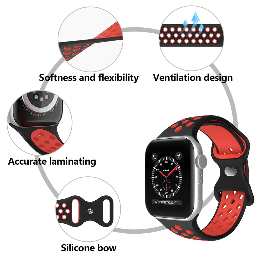 ColorPop Sportarmband Dual-Color Apple Watch 42/41/40/38 mm (M/L) Svart/Röd