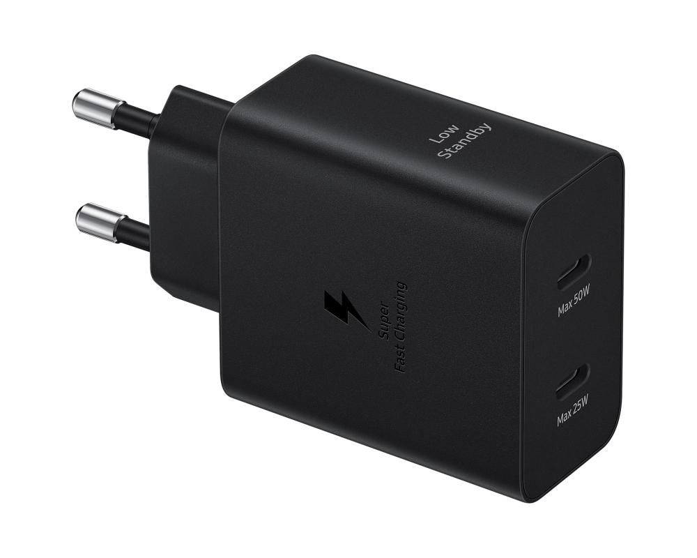 Samsung Samsung Original 50W 2x USB-C Laddare EP-T5020 Inkl. 1.8m USB-C Kabel Svart