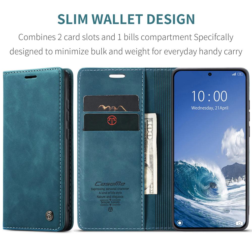 CASEME CASEME Xiaomi 15T Fodral Flip Retro Läder Blå