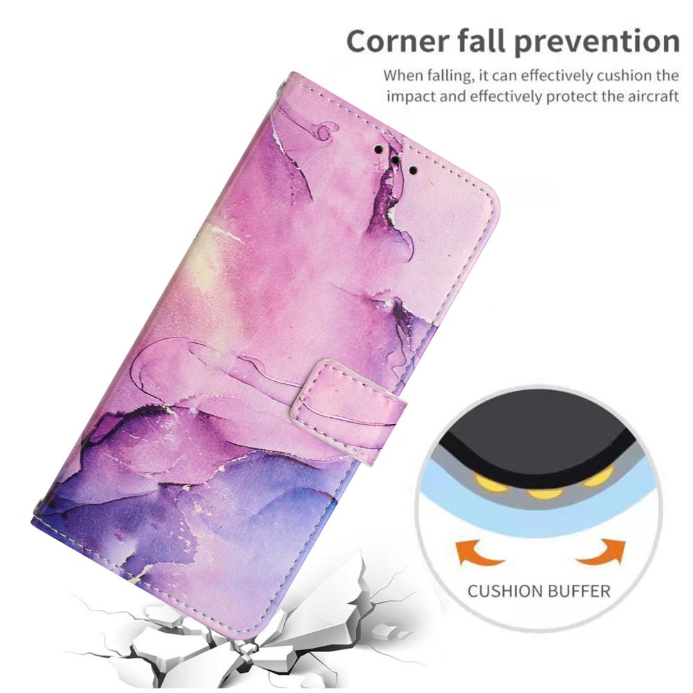 Samsung Galaxy A27 5G Fodral Läder Marmor Rosa/Lila