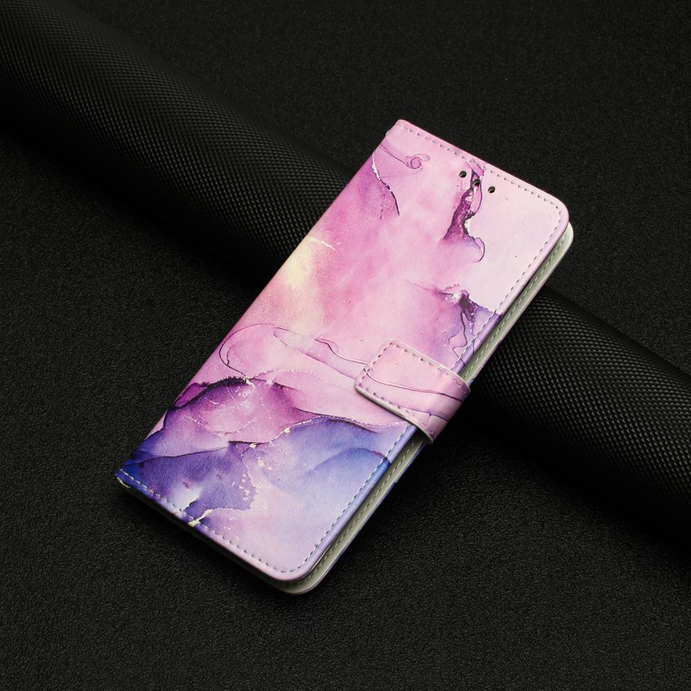  Samsung Galaxy A27 5G Fodral Läder Marmor Rosa/Lila