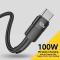 ESSAGER ESSAGER 3m 100W 5A PD USB-C - USB-C Laddningskabel Svart