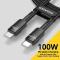 ESSAGER ESSAGER 1m 100W 5A PD USB-C - USB-C Laddningskabel Svart