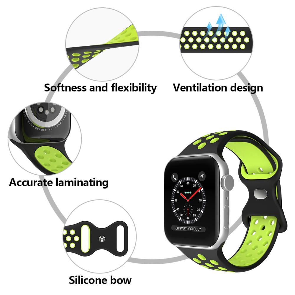 ColorPop Sportarmband Dual-Color Apple Watch 42/41/40/38 mm (M/L) Svart/Gul