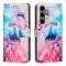  Samsung Galaxy A27 5G Fodral Läder Marmor Rosa/Lila/Blå