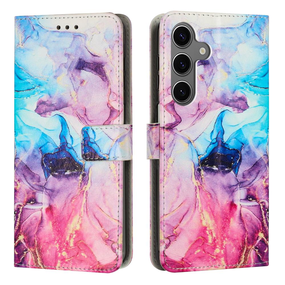  Samsung Galaxy A27 5G Fodral Läder Marmor Rosa/Lila/Blå