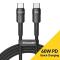 ESSAGER ESSAGER 50cm 60W PD USB-C - USB-C Laddningskabel Svart