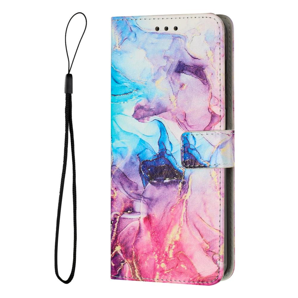  Samsung Galaxy A27 5G Fodral Läder Marmor Rosa/Lila/Blå