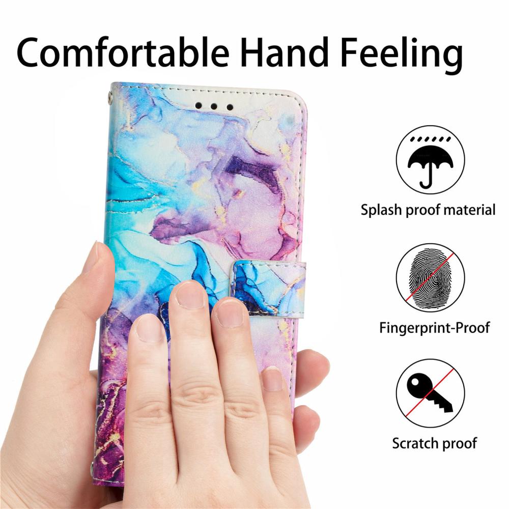  Samsung Galaxy A27 5G Fodral Läder Marmor Rosa/Lila/Blå