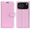  iPhone 17 Pro Fodral Litchi Läder Ljus Rosa