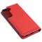  Samsung Galaxy S22 Fodral Flip Läder Med Kortfack Röd