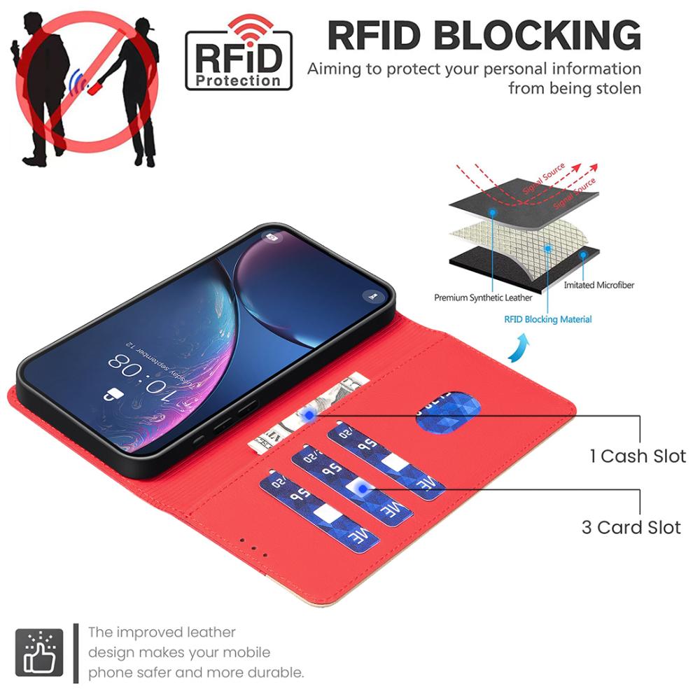 BINFEN BINFEN iPhone 17 Pro Max Fodral RFID Splicing Color Röd