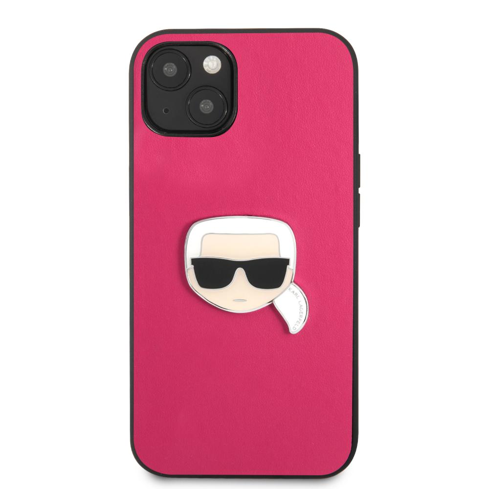 Karl Lagerfeld Karl Lagerfeld iPhone 13 Mini Skal PU Läder Karl Head Rosa