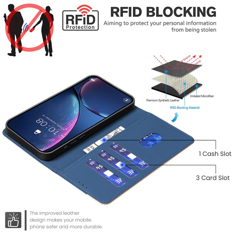 BINFEN BINFEN iPhone 17 Pro Max Fodral RFID Splicing Color Blå