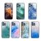  iPhone 15 Pro Skal Marmor Härdat Glas Blue Ocean