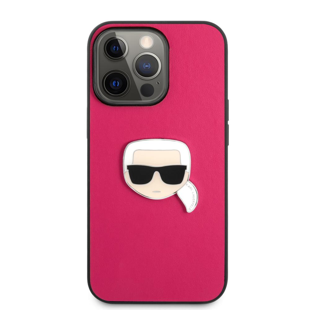 Karl Lagerfeld Karl Lagerfeld iPhone 13 Pro Max Skal PU Läder Karl Head Rosa