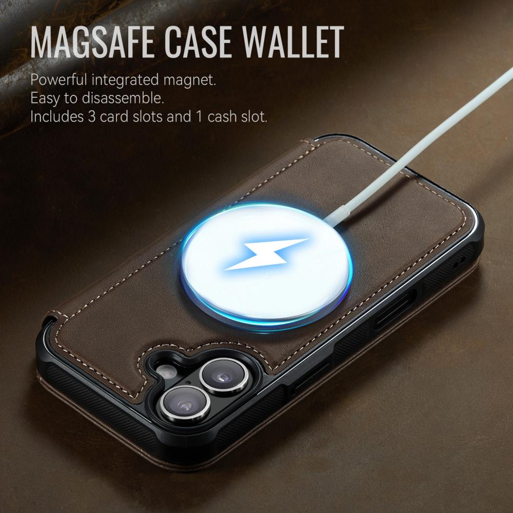 CASEME CASEME iPhone 16 Skal RFID Plånbok Brun
