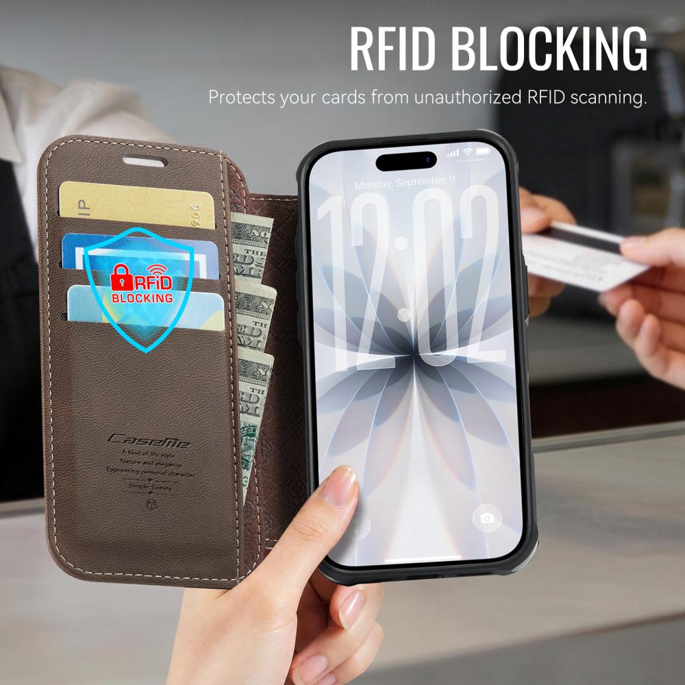 CASEME CASEME iPhone 16 Skal RFID Plånbok Brun