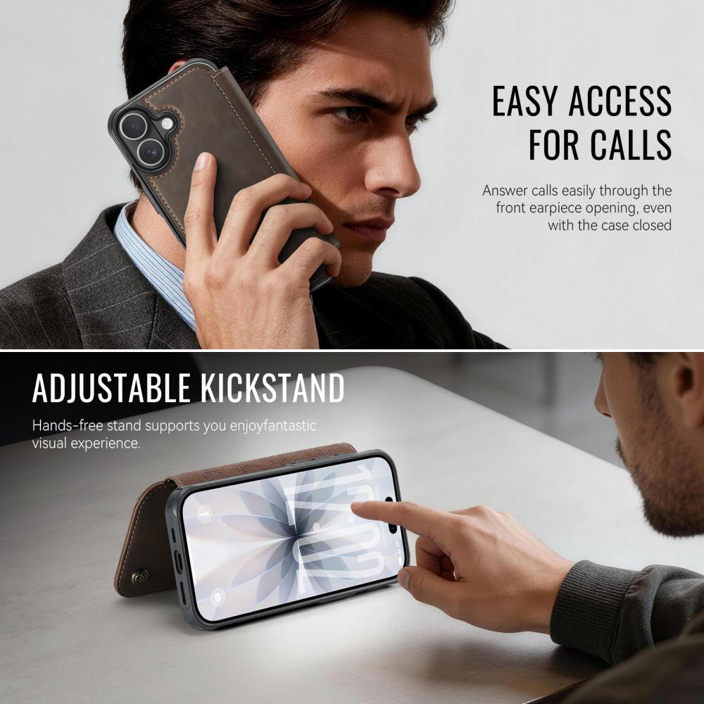 CASEME CASEME iPhone 16 Skal RFID Plånbok Brun