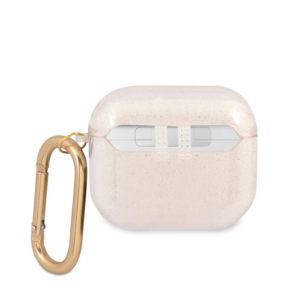Guess Guess AirPods 3 Skal 4G TPU Glitter Karbinhake Guld