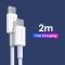 NORTHJO NORTHJO 2m 60W PD USB-C - USB-C Snabbladdnings Kabel Vit