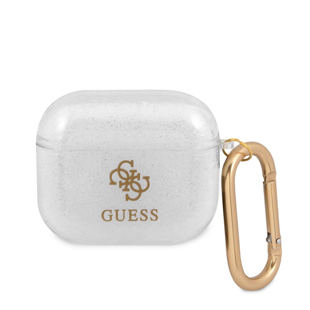 Guess Guess AirPods 3 Skal 4G TPU Glitter Karbinhake Transparent