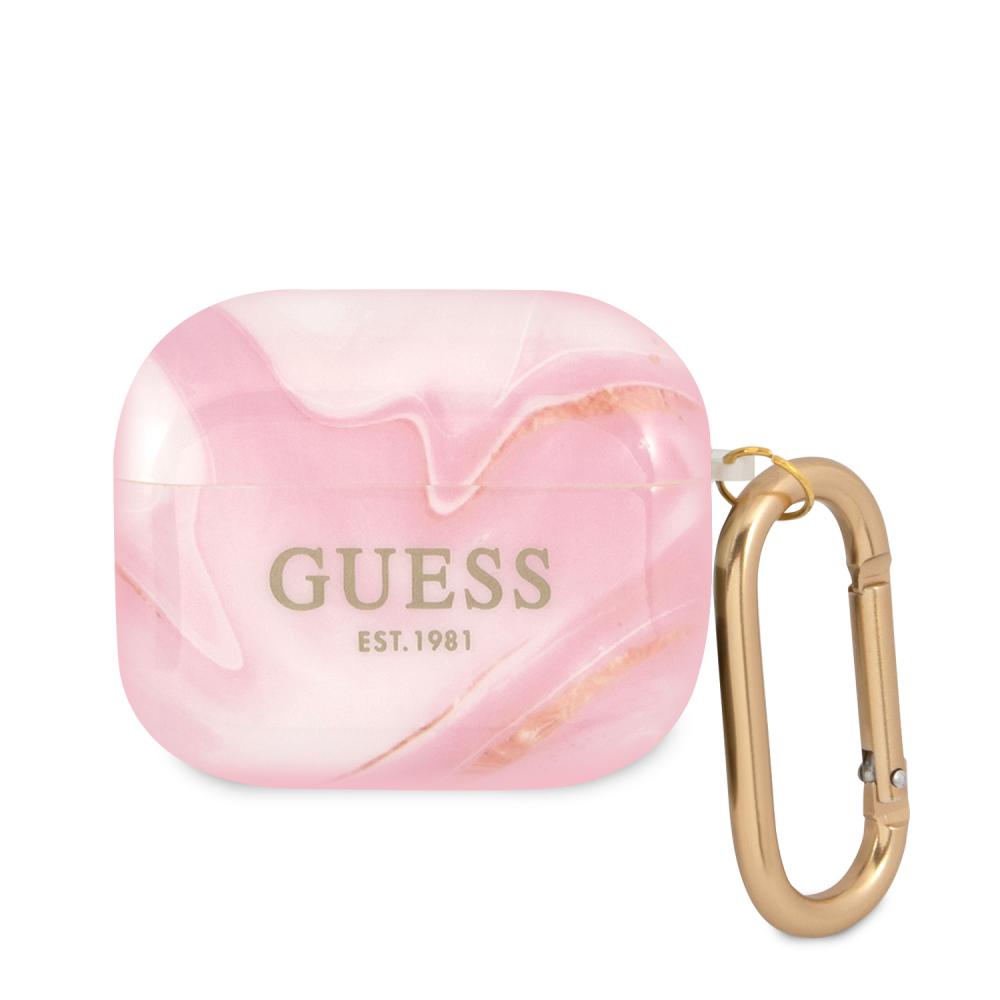 Guess Guess AirPods 3 Marble Collection Med Karbinhake Rosa