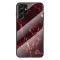  Samsung Galaxy S22 Ultra Skal Marmor Härdat Glas Blood Red