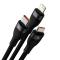 BASEUS BASEUS 1.2 m 100W 3in1 USB-C/Lightning/MicroUSB Svart