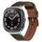  Galaxy Watch 8 46/44/40 mm Armband Äkta Läder Mörk Brun