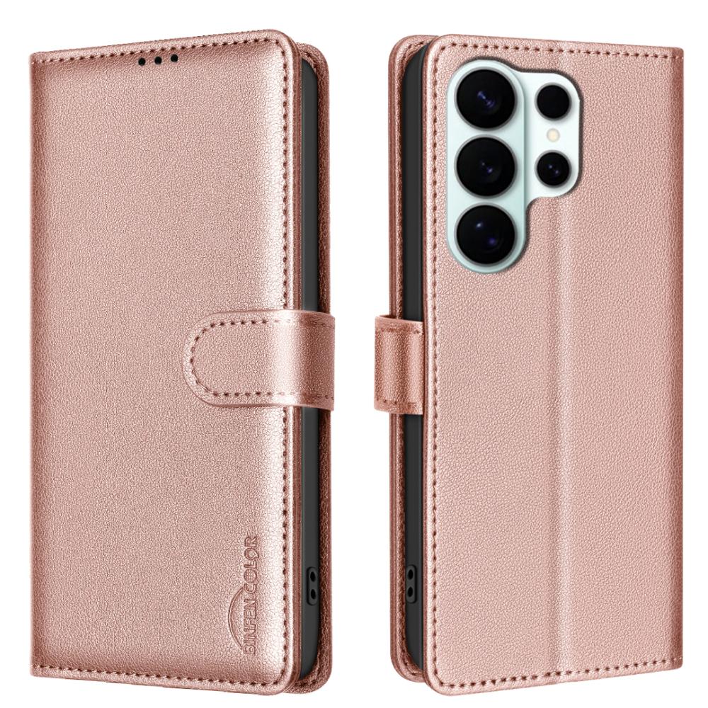 BINFEN BINFEN Samsung Galaxy S26 Ultra Fodral RFID Läder Roséguld