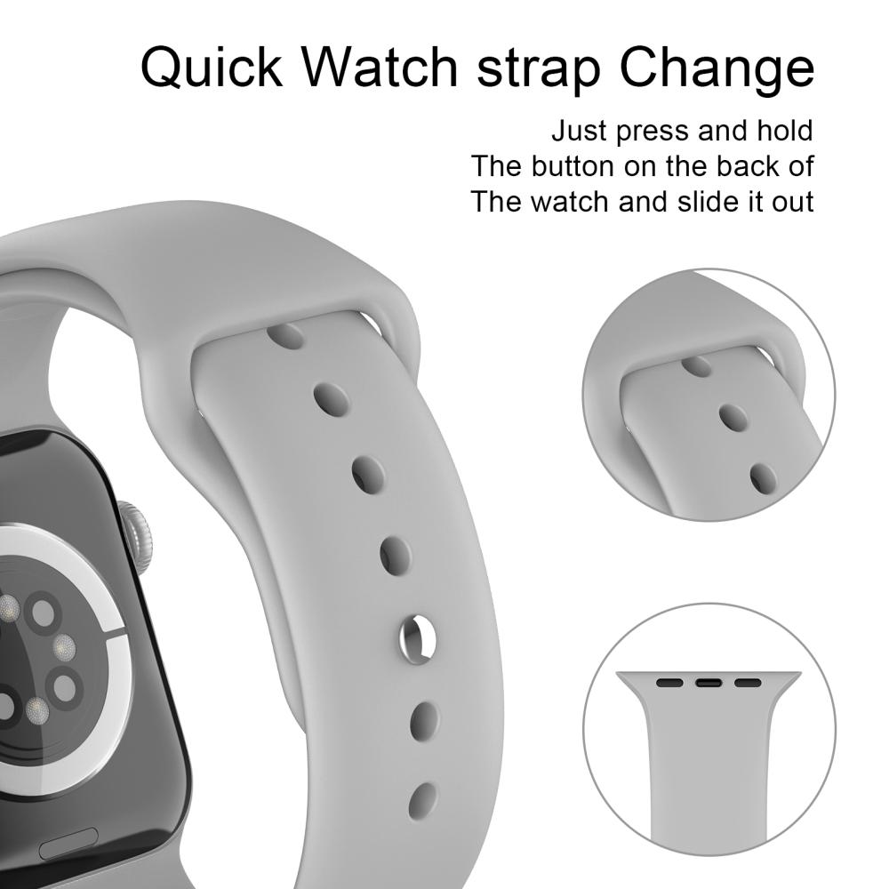 ColorPop Apple Watch 42/44/45/46/49 mm Silikon Armband (S/M) Ljus Grå