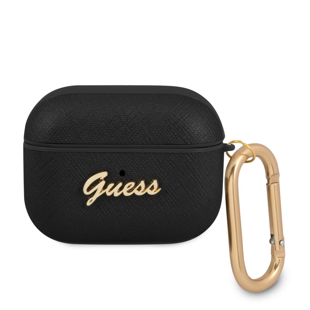 Guess Guess AirPods Pro Skal Saffiano Metal Logo Karbinhake Svart