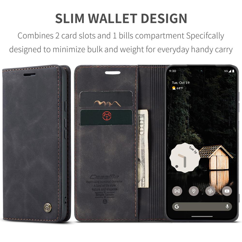 CASEME CASEME Google Pixel 10a Fodral Flip Retro Läder Svart