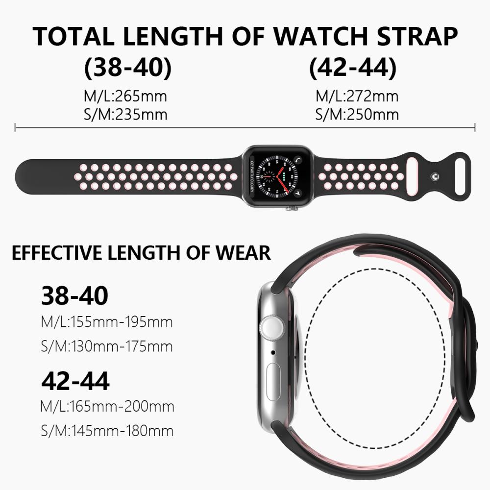 ColorPop Sportarmband Dual-Color Apple Watch 42/41/40/38 mm (S/M) Svart/Rosa