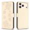 iPhone 17 Pro Max Fodral Med Blommigt Tryck Guld