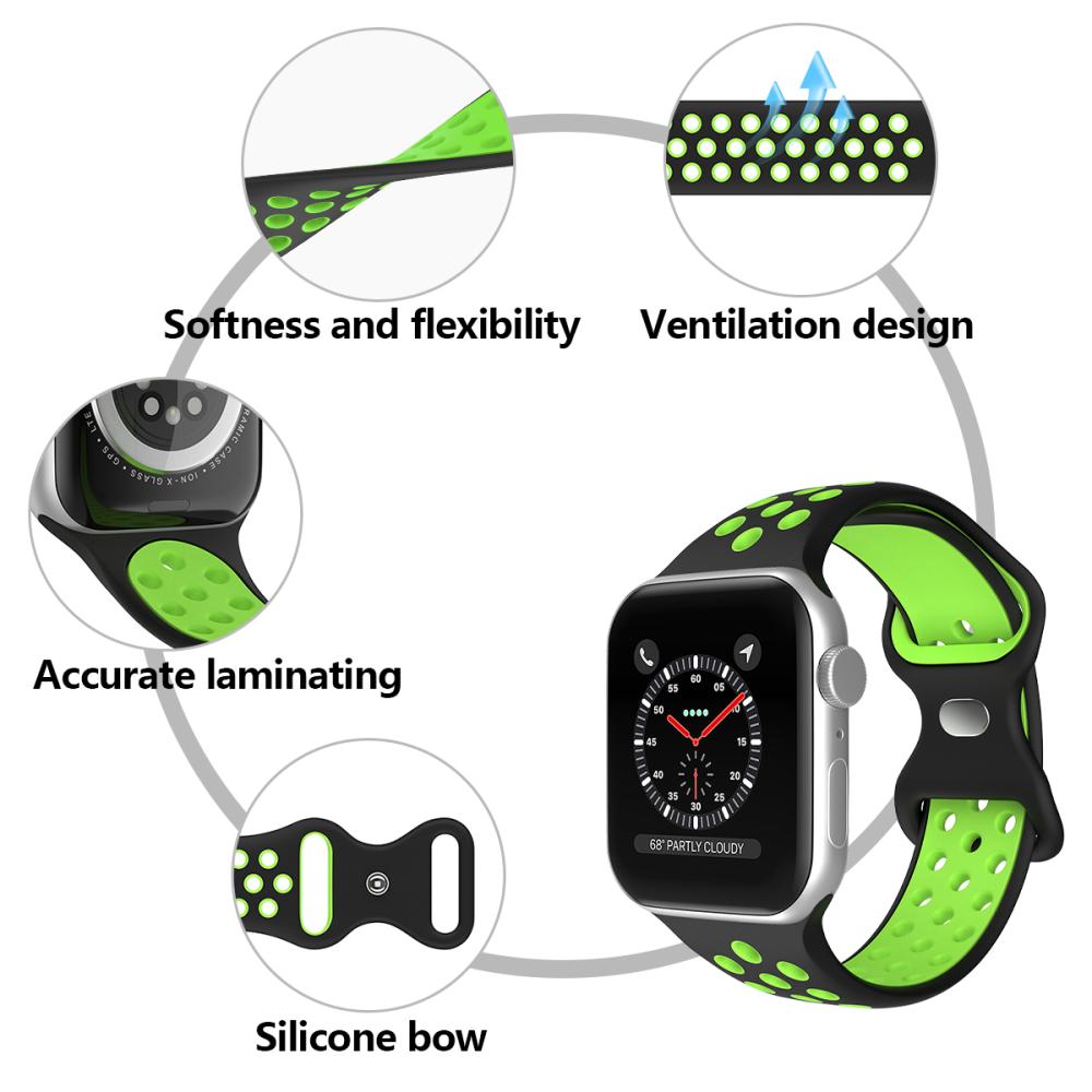 ColorPop Sportarmband Dual-Color Apple Watch 42/41/40/38 mm (S/M) Svart/Grön