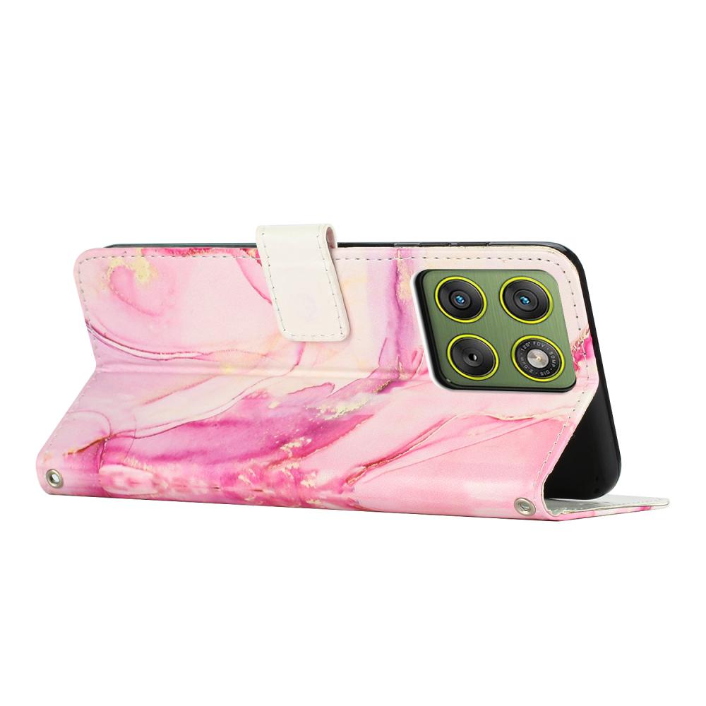  Motorola Edge 70 Fodral Läder Marmor Roséguld